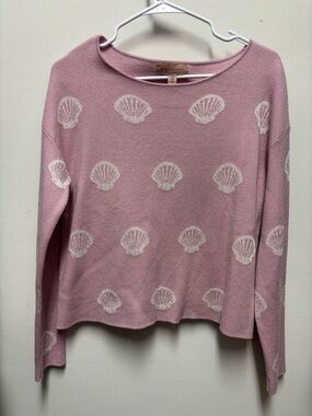 Philosophy Pink Shell-Pattern Crewneck Sweater